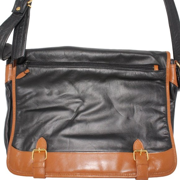 Faux Leather Laptop Business Messenger Bag Black Brown Adjustable Strap Travel - Picture 2 of 9